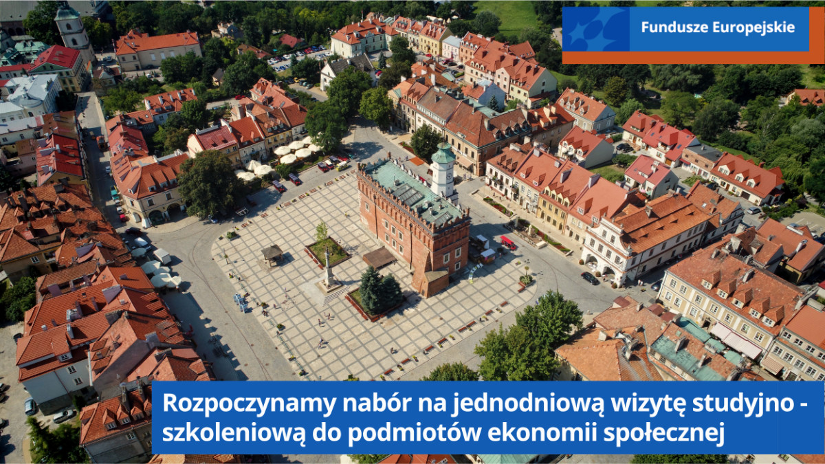 Rynek w Sandomierzu z lotu ptaka