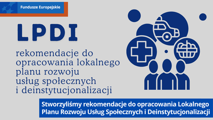 Ikonografika z napisem Rekomendacje do opracowania lokalnego planu rozwoju usług społecznych i deinstytucjonalizacji
