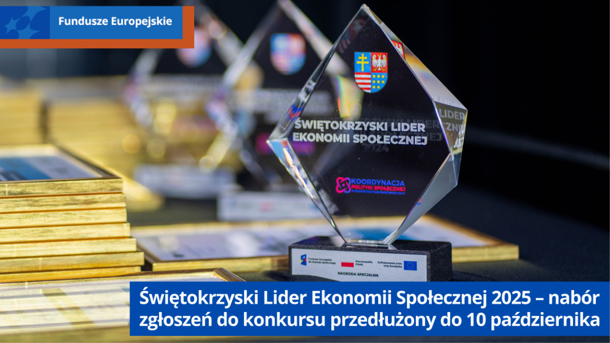 Statuetka nagrody Świętokrzyski Lider Ekonomii Społecznej