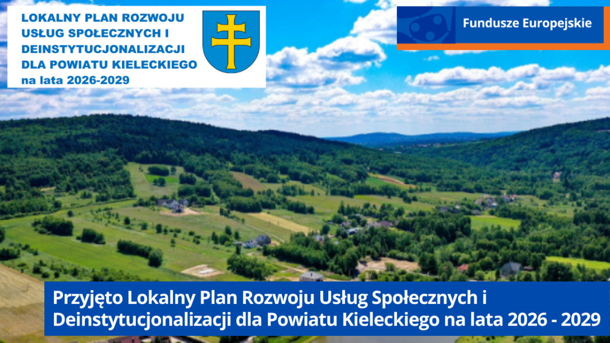Letni krajobraz z terenu powiatu kieleckiego. Góry, lasy i łąki, niebo częsciowo zachmurzone