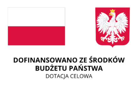 Grafika z flagą i herbem RP oraz napisem Dofinansowano ze środków budżetu państwa